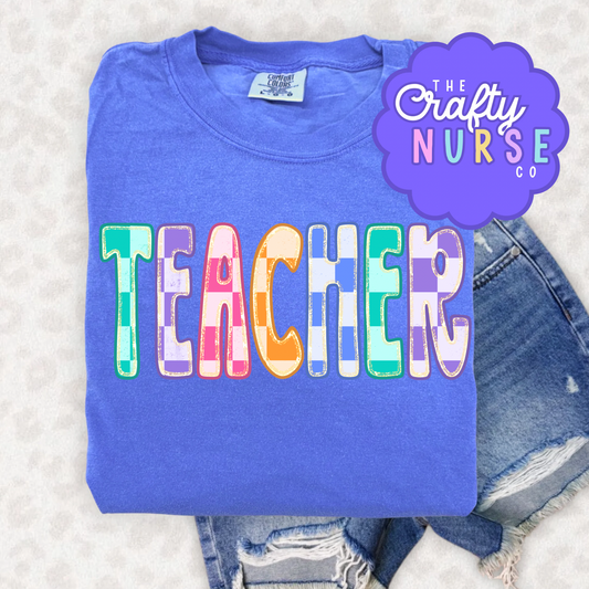Colorful Checkered Teacher